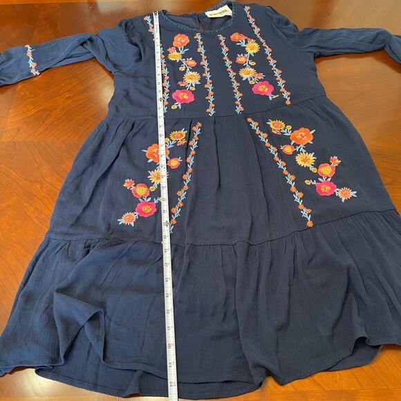 Savanna Jane Embroidered Summer Casual Flowy Sun Dress in Navy. Size S. - Picture 9 of 11